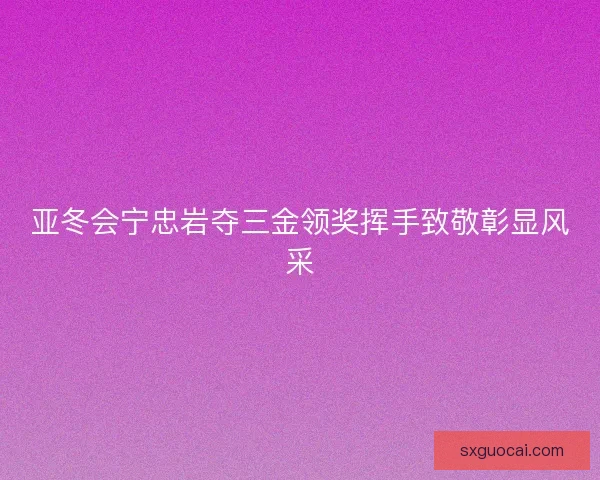 亚冬会宁忠岩夺三金领奖挥手致敬彰显风采
