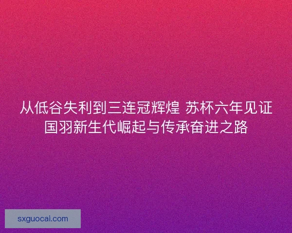 从低谷失利到三连冠辉煌 苏杯六年见证国羽新生代崛起与传承奋进之路